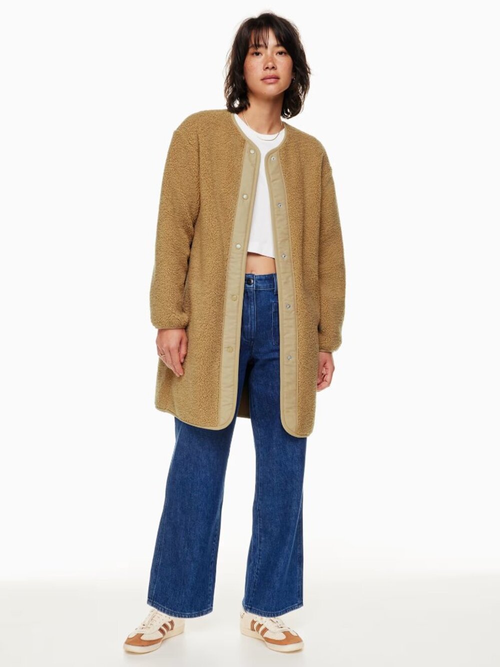Wilfred Free Women's Tannin Long Sherpa Fleece Liner Teddy Jacket Size M